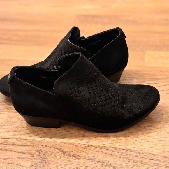 Black Bootie Cutout Side Zip Ankle Booties Women's Size 8.5 Lace Cut-out Booite - Picture 2 of 10